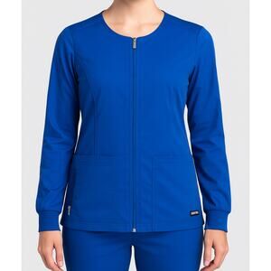 Grey’s Anatomy Barco Women’s Scrub Jacket Blue Zip Front Stretch Size S GRSW873